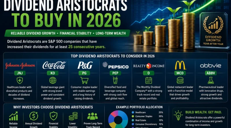 Best Dividend Aristocrats to Buy in 2026 showing reliable dividend growth stocks for passive income and long-term investing