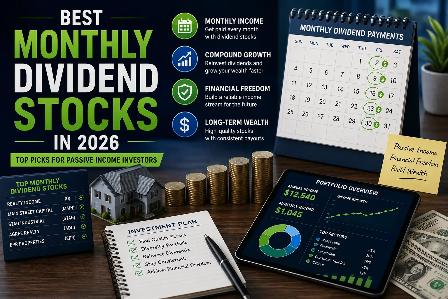 Best Monthly Dividend Stocks in 2026 (Top Picks for Passive Income Investors)