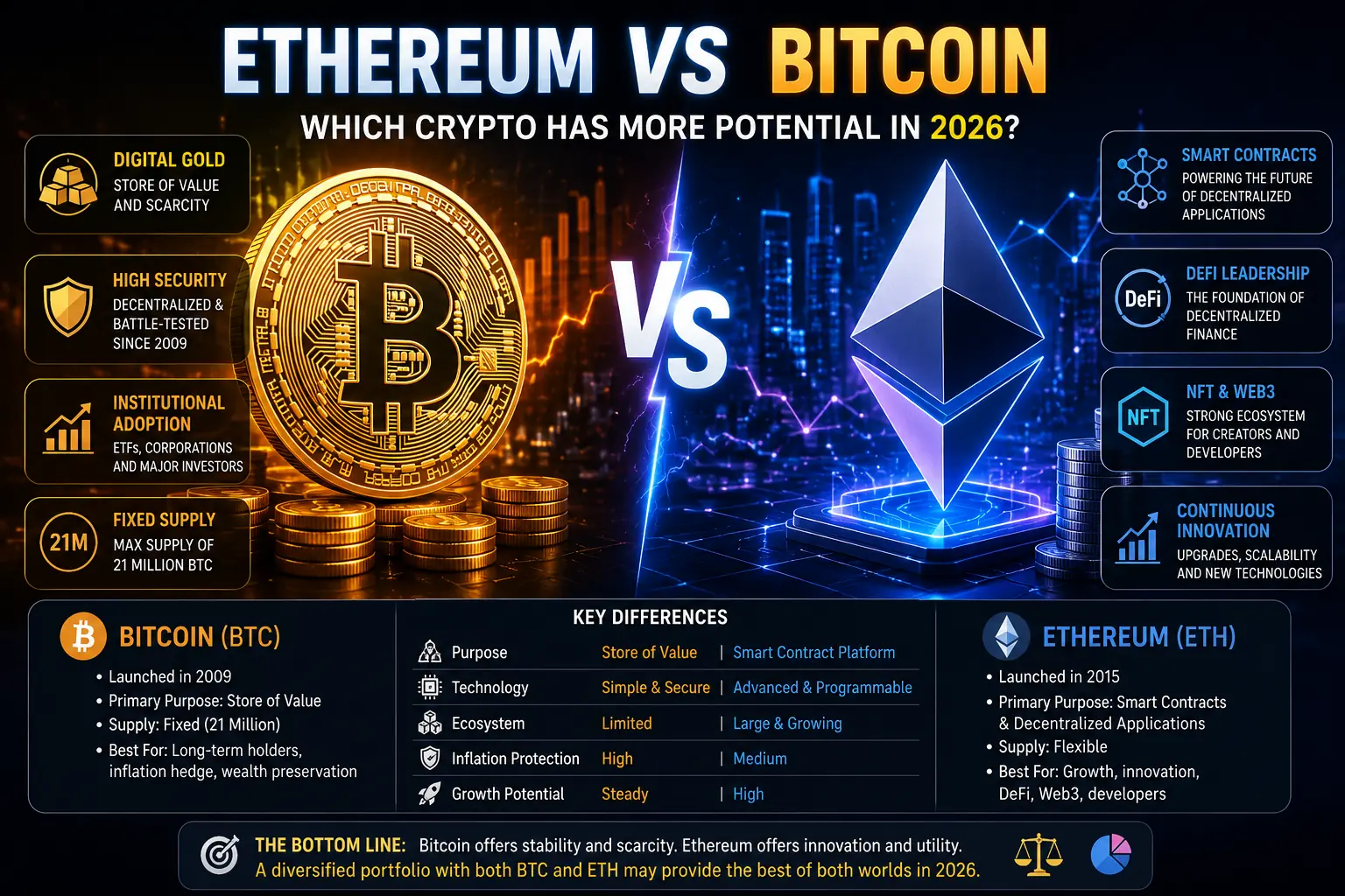 Ethereum vs Bitcoin: Which Crypto Has More Potential in 2026?