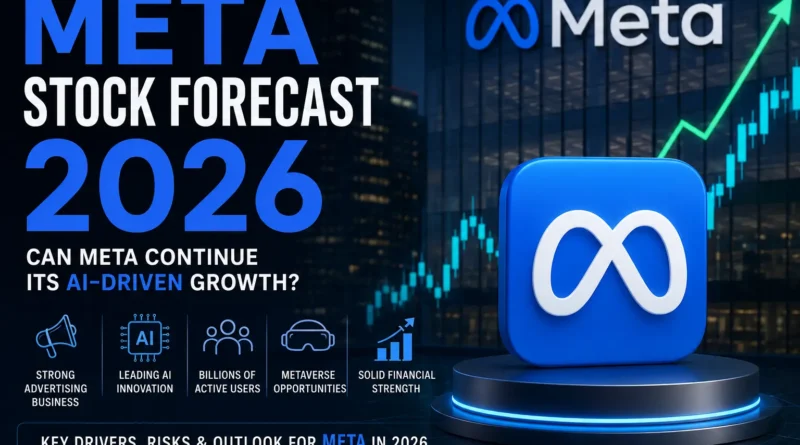 Meta Stock Forecast 2026 – Analysis of META stock growth driven by artificial intelligence, digital advertising revenue, metaverse investments, and future market opportunities.