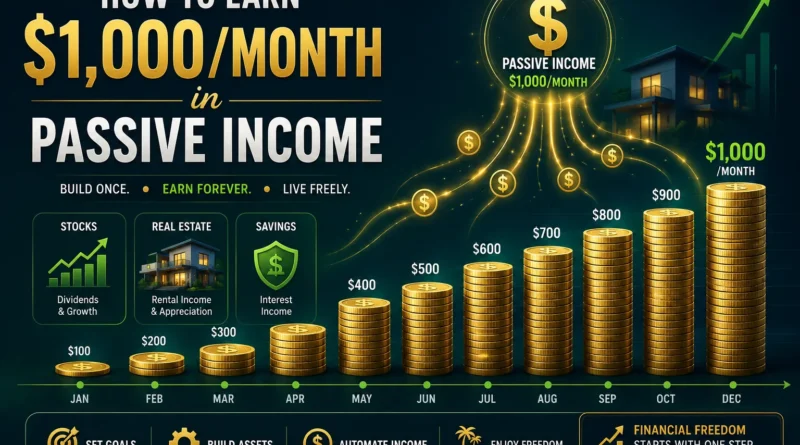$1000 per month passive income 2026 - growing investment income illustration
