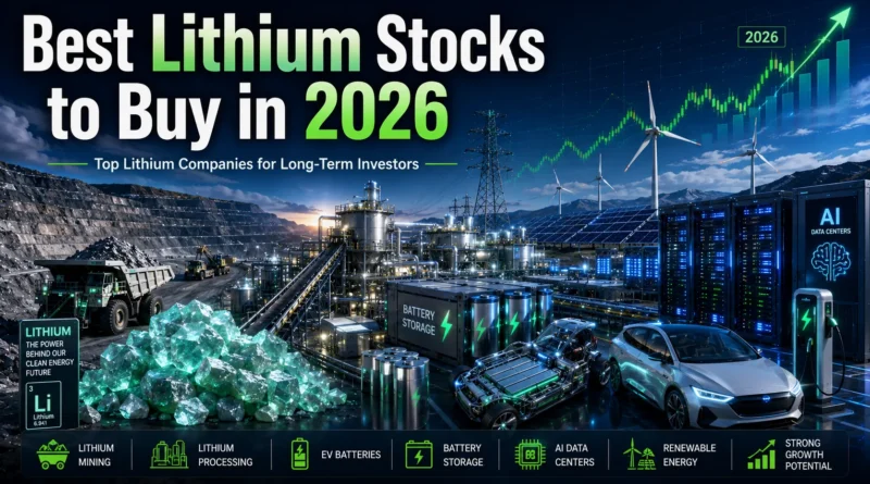 Best Lithium Stocks to Buy in 2026, Modern lithium mining and battery production facilities supporting electric vehicles, AI infrastructure, renewable energy, and the global clean energy transition in 2026.